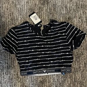 BNWT Emporio armani tshirt crop top navy xs